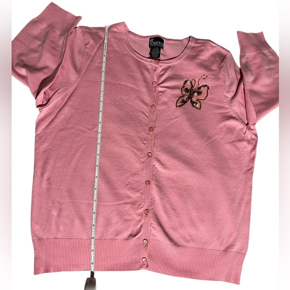 NY Collection Rose Pink Cardigan Sweater, size XL - Picture 12 of 13